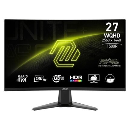 MSI MAG 27CQ6F 27 Inch, 2K WQHD, 2560x1440 Pixels, VA Panel, 1500R, 180Hz, 0.5 MS, Curved Gaming Monitor