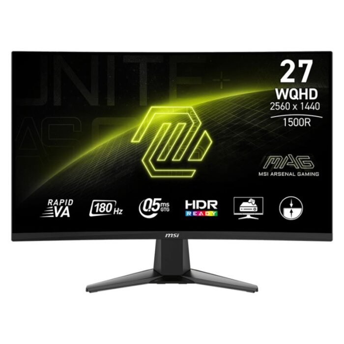 MSI MAG 27CQ6F 27 Inch, 2K WQHD, 2560x1440 Pixels, VA Panel, 1500R, 180Hz, 0.5 MS, Curved Gaming Monitor