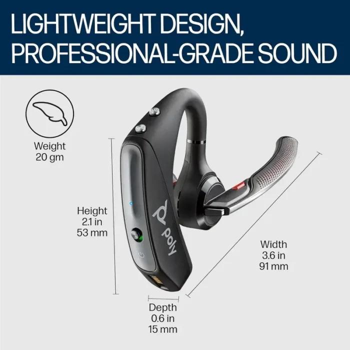 Poly Voyager 5200, Single-Ear W/Noise-Canceling Mic, Lightweight, Up to 7 Hours Talk Time, Bluetooth Headset Poly Voyager 5200, Single-Ear W/Noise-Canceling Mic, Lightweight, Up to 7 Hours Talk Time, Bluetooth Headset