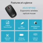 ASUS WT300 Wireless Ergonomic USB Mouse (Black) 2 ASUS WT300 Wireless Ergonomic USB Mouse