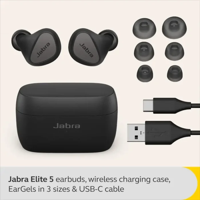 Jabra Elite 5 True Wireless in Ear Bluetooth Earbuds with Active Noise Cancellation, 6 Built-in Microphones
