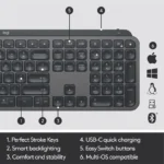 Logitech Mx Keys Advanced Illuminated Bluetooth Keyboard (Graphite) 6 Logitech Mx Keys Advanced Illuminated Bluetooth Keyboard