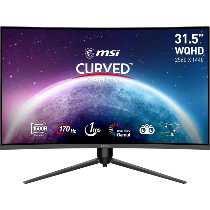 MSI G32CQ5P 32 Inch, 2K WQHD 2560x1440 Pixels, VA Panel, 170Hz, 1MS, Curved Gaming Monitor MSI G32CQ5P 32 Inch, 2K WQHD 2560x1440 Pixels, VA Panel, 170Hz, 1MS, Curved Gaming Monitor