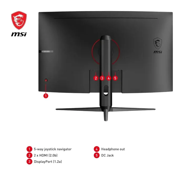 MSI G32CQ5P 32 Inch, 2K WQHD 2560x1440 Pixels, VA Panel, 170Hz, 1MS, Curved Gaming Monitor MSI G32CQ5P 32 Inch, 2K WQHD 2560x1440 Pixels, VA Panel, 170Hz, 1MS, Curved Gaming Monitor