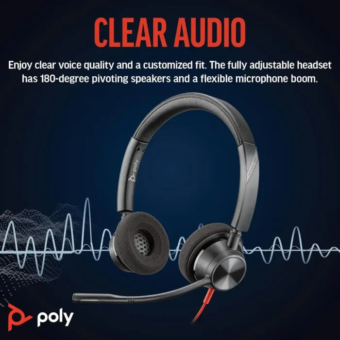 Poly Blackwire 3320 USB-C Wired Headphone With Noise-Canceling Mic Poly Blackwire 3320 USB-C Wired Headphone With Noise-Canceling Mic