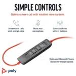 Poly Blackwire 3320 USB-C Wired Headphone With Noise-Canceling Mic (Black) 3 Poly Blackwire 3320 USB-C Wired Headphone With Noise-Canceling Mic