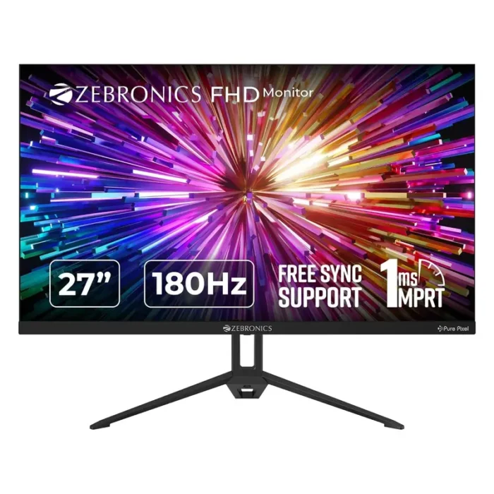 Zebronics ZEB-S27A 27 Inch Full HD, IPS Panel, HDR10, DP, 2x HDMI, 1MS, 180Hz Gaming Monitor