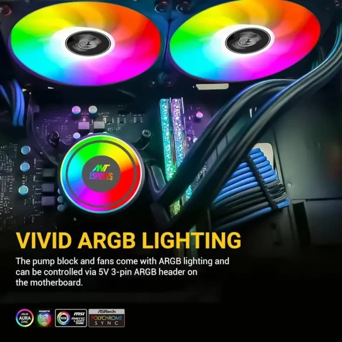 Ant Esports ICE 360 360mm Addressable RGB 2600RPM AIO I Liquid CPU Cooler 4