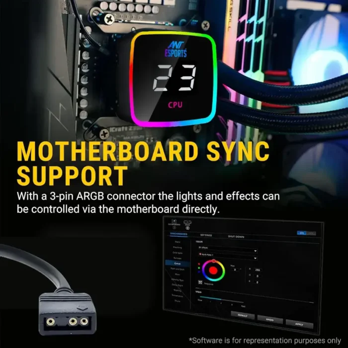 Ant Esports ICE-Flow 360 ARGB 360mm CPU Liquid AIO Cooler Ant Esports ICE-Flow 360 ARGB 360mm CPU Liquid AIO Cooler