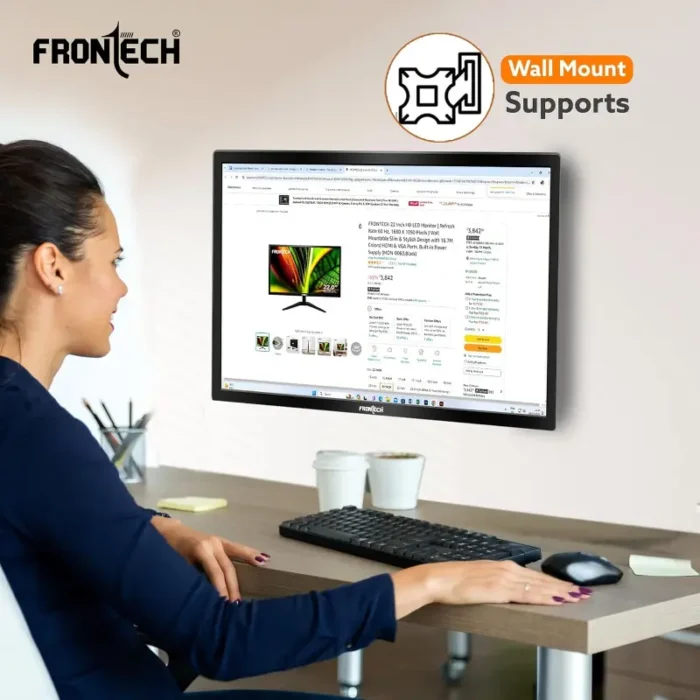 Frontech 19 Inch High-Performance HD LED, VA Panel, 75 Hz Monitor