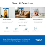 TP-Link Tapo C220 2K 4MP QHD 1440p PanTilt AI Home Wi-Fi Security Camera