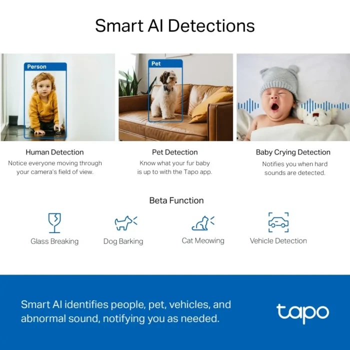 TP-Link Tapo C220 2K 4MP QHD 1440p PanTilt AI Home Wi-Fi Security Camera