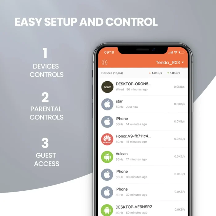 Tenda RX3 WiFi 6 Smart AX1800 Dual Band Gigabit Router Tenda RX3 WiFi 6 Smart AX1800 Dual Band Gigabit Router
