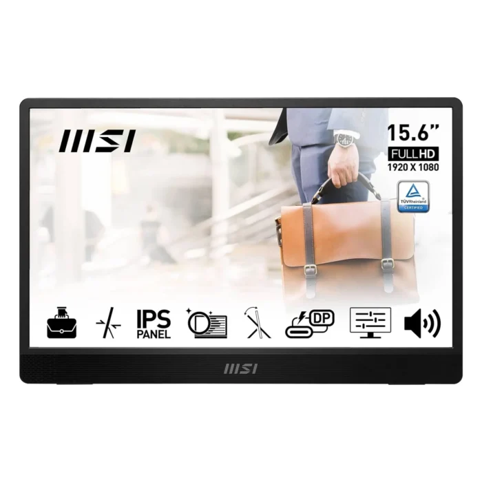 MSI PRO MP161 E2 15.6 Inch Full HD, IPS Panel, 60Hz, Eye-Friendly Screen, 2 x USB Type-C Portable Monitor MSI PRO MP161 E2 15.6 Inch Full HD, IPS Panel, 60Hz, Eye-Friendly Screen, 2 x USB Type-C Portable Monitor