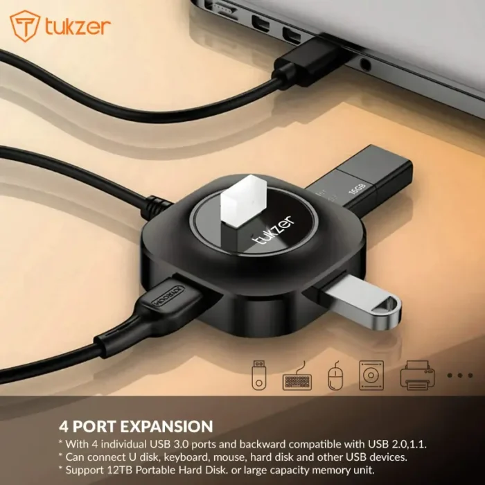 Tukzer TZ-U10 4 USB 3.0 Ports USB-C HUB Adapter