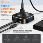 Tukzer TZ-U10 4 USB 3.0 Ports USB-C HUB Adapter