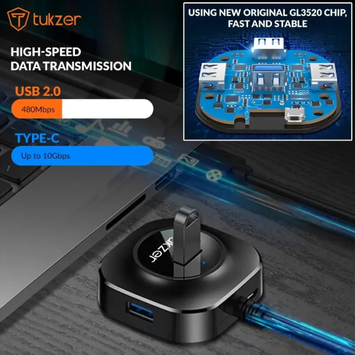 Tukzer TZ-U10 4 USB 3.0 Ports USB-C HUB Adapter