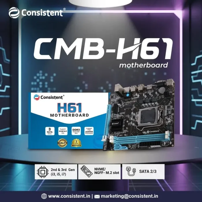 Consistent CMB H61 Micro-ATX DDR3 Motherboard with NVME Slot