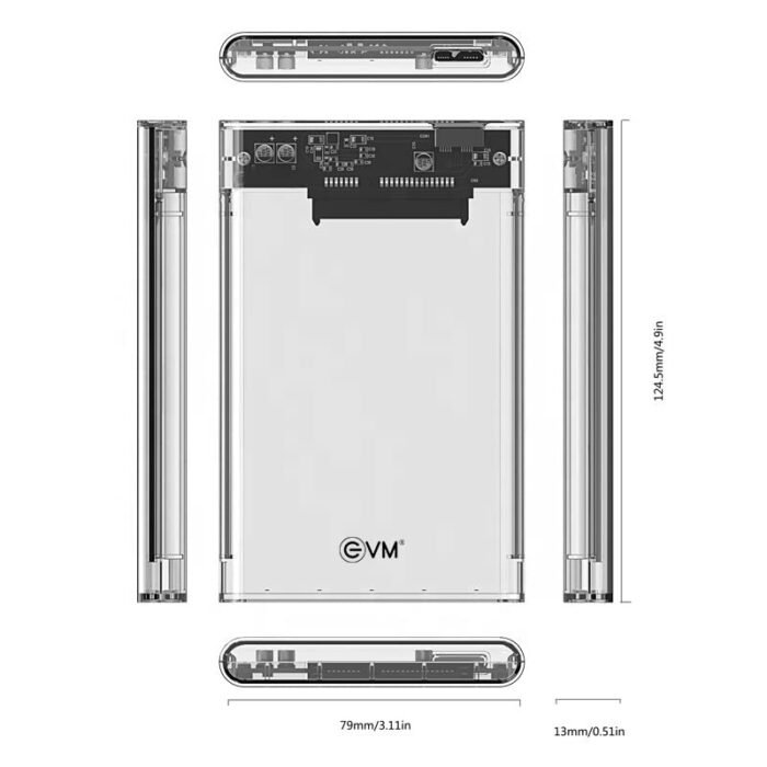 EVM 2.5 SATA SSD Casing USB 3.0 - Portable External Hard DriveSSD Transparent Case Cover EVM 2.5 SATA SSD Casing USB 3.0 - Portable External Hard DriveSSD Transparent Case Cover