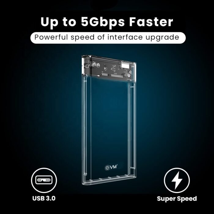 EVM 2.5 SATA SSD Casing USB 3.0 - Portable External Hard DriveSSD Transparent Case Cover EVM 2.5 SATA SSD Casing USB 3.0 - Portable External Hard DriveSSD Transparent Case Cover