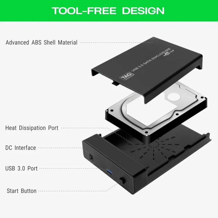 TAG USB 3.0 Combo HDD Casing SATA to USB 3.0 Portable External Enclosure