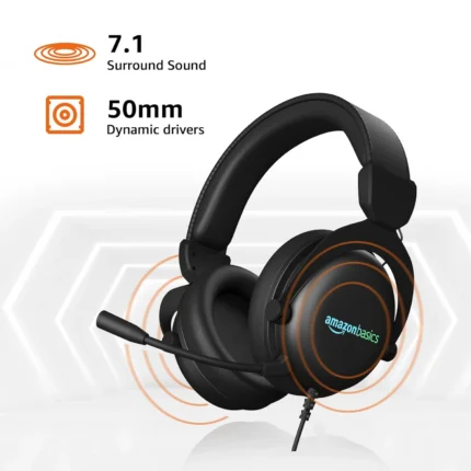 Amazon Basics 7.1 Channel RGB Wired Over Ear Gaming Headphones with Mic