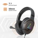 Amazon Basics 7.1 USB Gaming Wired Over Ear Headphones with Mic