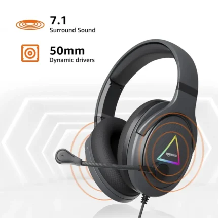 Amazon Basics 7.1 USB Gaming Wired Over Ear Headphones with Mic