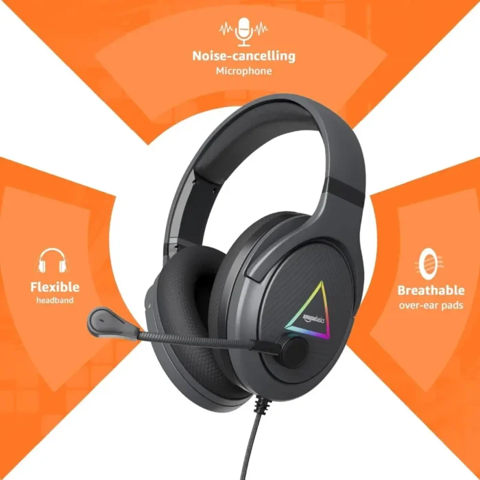 Amazon Basics 7.1 USB Gaming Wired Over Ear Headphones with Mic