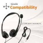 Amazon Basics On Ear Wired Headphones with Boom Mic