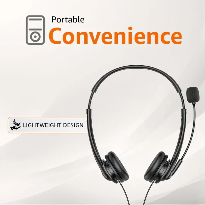 Amazon Basics On Ear Wired Headphones with Boom Mic