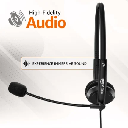 Amazon Basics Wired On-Ear Headphones with Noise-Cancelling Mic