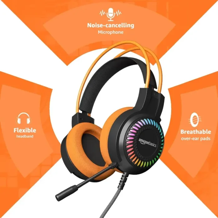 Amazon Basics Wired Over Ear Gaming Headphone with Mic