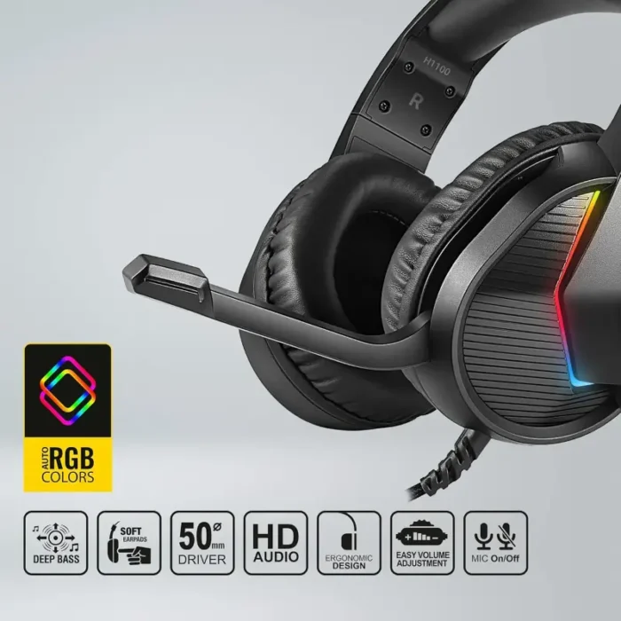 Ant Esports H1100 Pro RGB Wired Over Ear Gaming Headphones with Mic Ant Esports H1100 Pro RGB Wired Over Ear Gaming Headphones with Mic