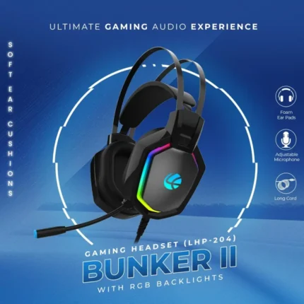 LAPCARE Bunker II Wired Over Ear Gaming Headphones with Mic