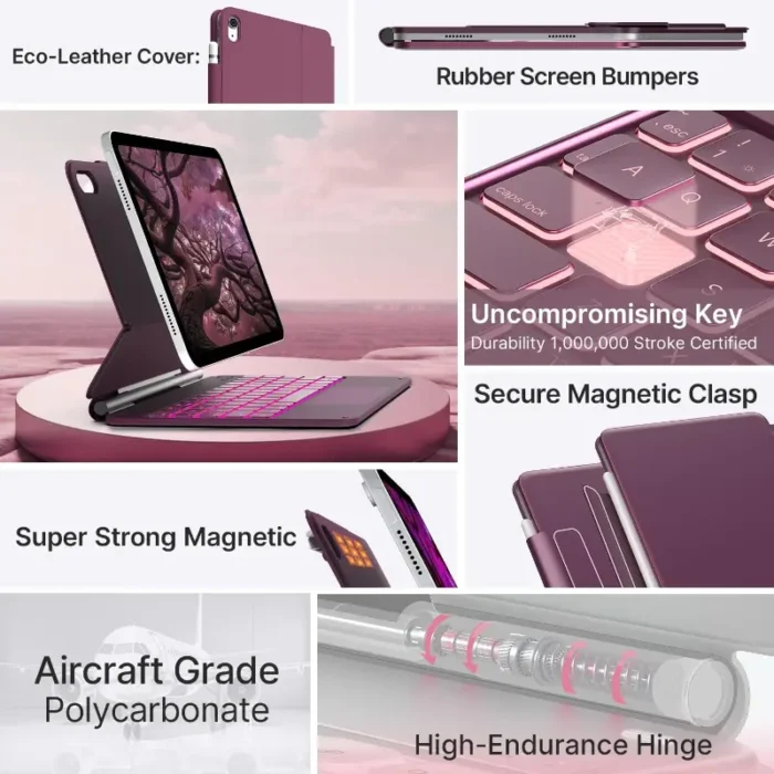 typecase Edge for iPad Air 11 Inch (M3/M2, 2025/2024), iPad Pro 11(4th/3rd/2nd/1st Gen) & iPad Air 5th/4th, Magic Keyboard Case, Floating Cantilever, Precision Click Anywhere Trackpad (Pacific Blue)