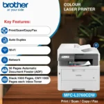 Brother MFC-L3760CDW Multi-function WiFi Color Laser Printer