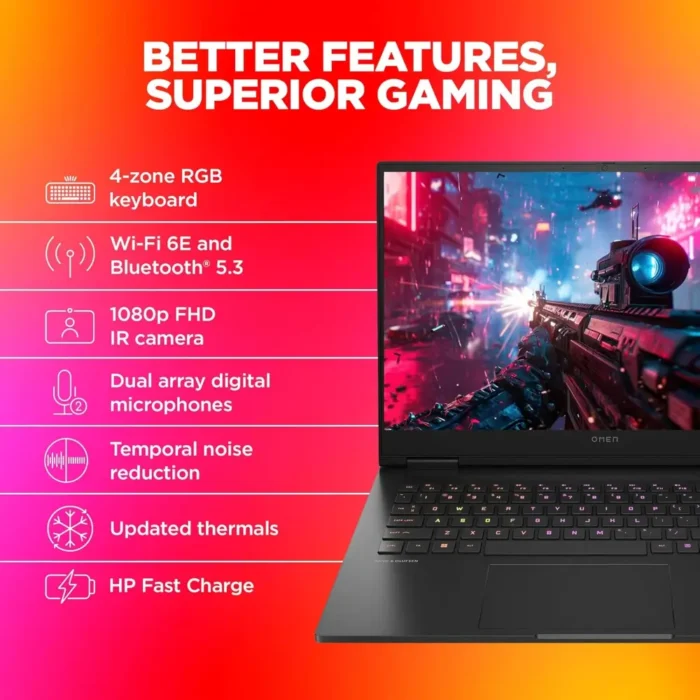HP Omen Ryzen 7 Octa Core 7840HS (16GB1TB SSDWin 116GB GraphicsRTX 4050) 16.1 Inch Gaming Laptop