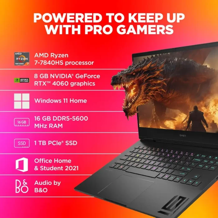 HP Omen Ryzen 7 Octa Core 7840HS (16GB1TB SSDWin 116GB GraphicsRTX 4050) 16.1 Inch Gaming Laptop
