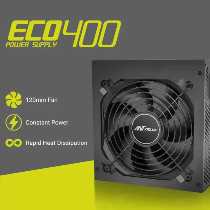 Ant Value ECO400 Power Supply 400 Watts Computer PSU with 4 SATA Cables