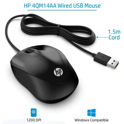 HP 1000 1000 DPI Optical Wired Mouse with 3 Buttons