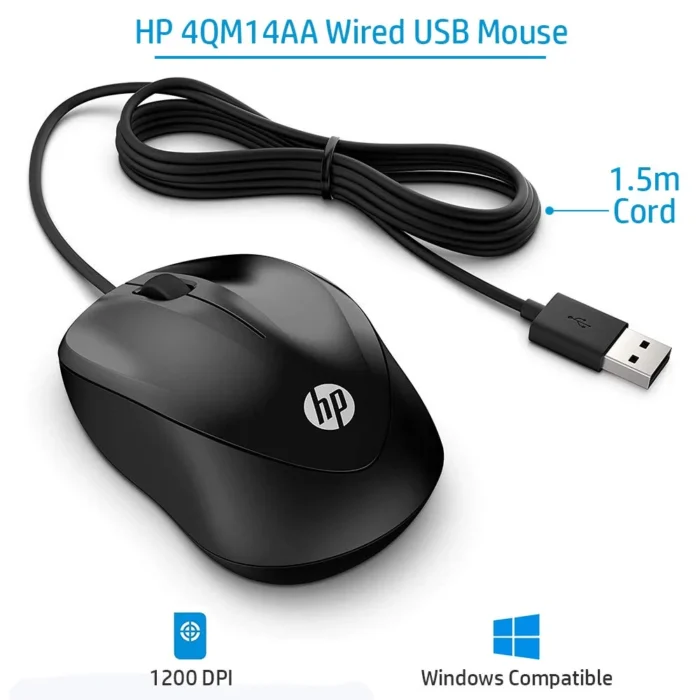 HP 1000 1000 DPI Optical Wired Mouse with 3 Buttons
