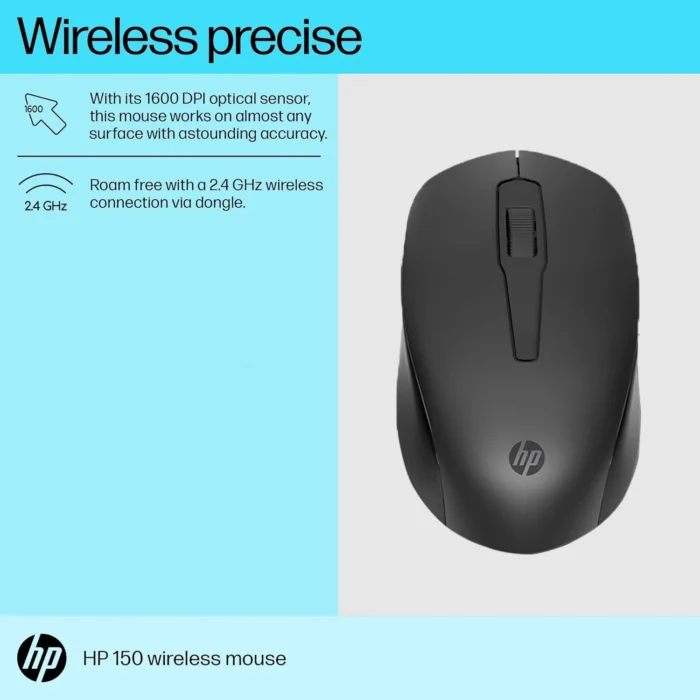 HP 150 Wireless Ambidextrous 1600 DPI Optical Tracking Wireless Mouse