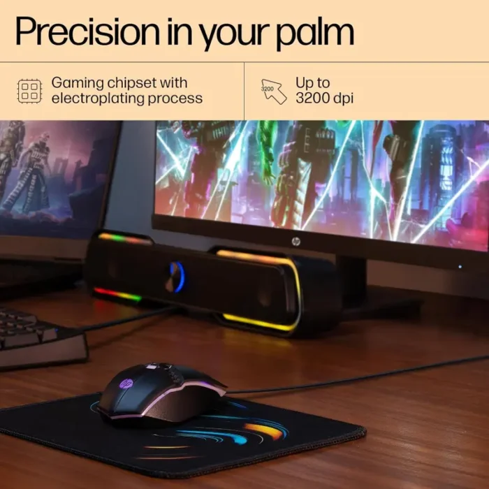 HP M270 Backlit USB Wired Gaming Mouse with 6 Buttons