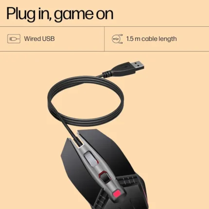 HP M270 Backlit USB Wired Gaming Mouse with 6 Buttons