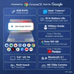 Lenovo Chromebook Intel Celeron N4500 11.6 Inch HD Laptop