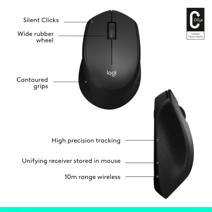 Logitech M331 Silent Plus 1000 DPI Wireless Mouse with USB Nano Receiver
