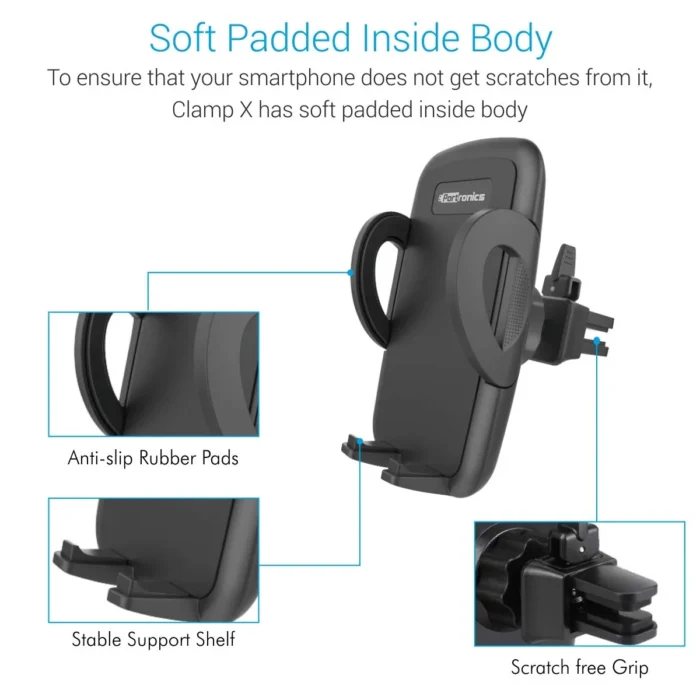 Portronics CLAMP X POR-1101 Car-Vent Mobile Holder with Adjustable Side Arm for Smartphones