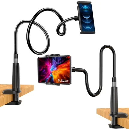 Tukzer Universal Tabletop Mobile & Tablet Holder with 360 Degree Flexible Rotation for Bed, Table, Kitchen, Bathroom