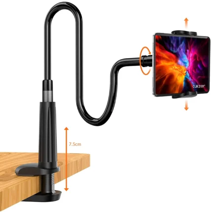 Tukzer Universal Tabletop Mobile & Tablet Holder with 360 Degree Flexible Rotation for Bed, Table, Kitchen, Bathroom